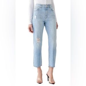 Dl1961 x Marianna Hewitt Jerry Ripped Straight Jeans High Rise